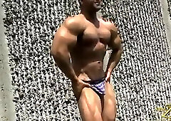 Chris Jalali Lifting Weights, Sexy Posing, Shaving, and Getting Oiled Up-Jimmy Z