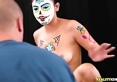 Prankish Latina With Painted Face Blows Thick Pink Dick With Sean Lawless And Michelle Martinez