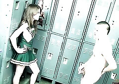 A dude in a monkey suit engages in inappropriate behavior with a skinny youthful woman and faces consequences.