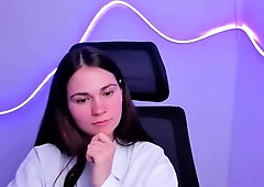 Cute curly brunette solo webcam masturbation