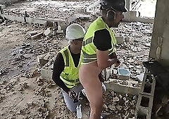 My electrician colleague puts two dildos in my ass at work