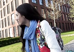 Public Agent - striking Brunette hair with hirsute vagina Rides me like insane and drinks my milk