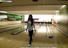 Nessa Devil is eagerly sucking her friend's dick in a public toilet, to comfort him