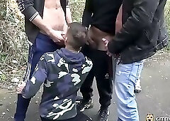 Group porn at abandoned place with huge dicks