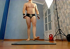 Thrust-ups from the floor. Cowers. Glamour lingerie