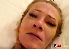 Tattooed blonde mom Amanda Doll - POV Anal Quickie In The Shower - Amanda