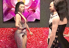 Exciting games: husband enjoys his wife at a swinger club with erotic talker