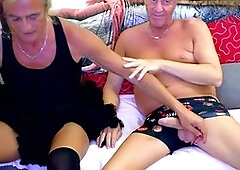 Live sex show with Gigi and Dave, she-male and man couple in POV action