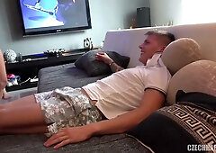 One man surrounded by nine eager Czech women in a steamy POV gangbang