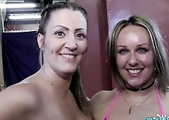 Interracial Bukkake Party with 2 Sexy UK Sweethearts