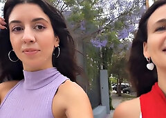 Two Cum-covered Beauties Love to Walk in Public - Cumwalk Katty West