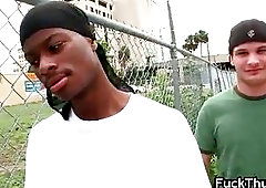 Black guy sucks some nice white dick