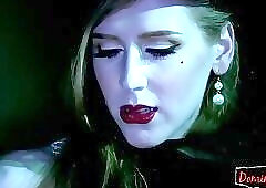 Femdom transgender beauty tugs subs dick