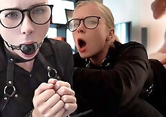 A hawt angel with glasses and a gag in her throat pleases the stud with vehement sex and unfathomable oral job on the weekend.