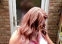 Sexy Crossdresser kellycd2022 in pink dress and seamless pantyhose