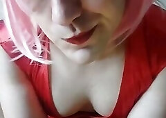 Red Long Dressed Pretty White Femboy