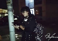 I'm not an escort, I'm awaiting for my boyfriend, says trans cutie on the street in advance of eating my cum