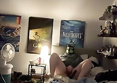 Fat trans pup touching himself x