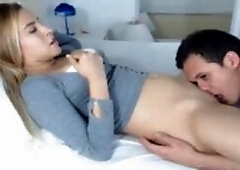 Husband Devours His Girl's Delicious Pussy on Webcam