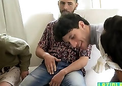 Young gay latinos in a dirty amateur orgy with anal sex