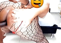 Unexpected visitor finds my eager and lubed bottom ready for his arrival!