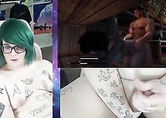 Comp of chunky tans woman masturbating and cumming between gaming sessions