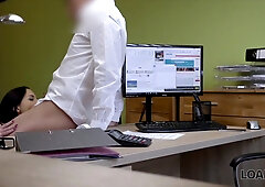 Brunette chick Business Bitch is getting her pussy fucked for a credit