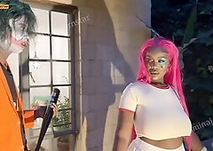 Big bootied dark beauty gets pounded in a public outdoor bathtub