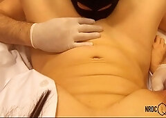 Big natural tits, rubber gloves, big nipples