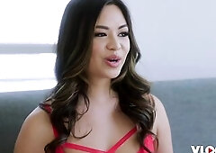 Brunette hair Girl Scarlett Alexis Groans In Delight As This babe Rides The BBC