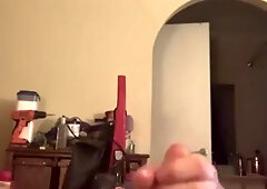 Dad slapping his salami after a firm day at word