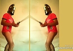 Hairy guys throw down in a dick fight with some hot gay action and cum