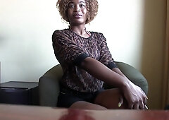 Amateur In African Sundress Undresses Down And Sate White Weenie