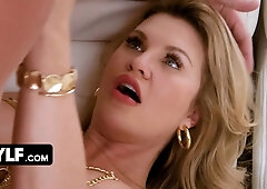 Huge boobed mylf of the month andie anderson displays off in gold for a spunky pounding
