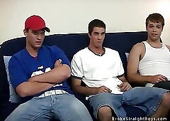 Hot Trio Beating Off On A Sofa