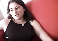 Youthful French beauty with bushy snatch gets her throat, vagina and butt banged in POV amateur movie after casting.