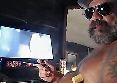 Foul mouth trucker talk dirty stuff and beats off