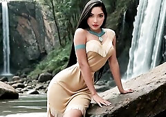 Pocahontas - Sex with Charming Native American at Waterfall (AI-Generated)