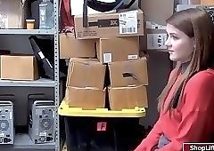Teen shoplifter gets her pussy fucked by LP officer