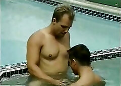 Yummy blowjob & anal poolside