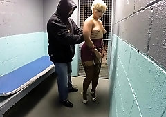 Bodacious blonde milf in stockings is in need of attention