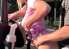 Big boobed teen golfer sucks cock and gets fucked outdoors
