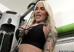 Transgender bitch gets butt pounded and gobbles ramrod and masturbates