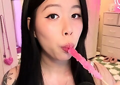 Asian teen likes toys inside her wet muff