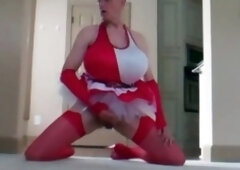 Amateur crossdresser Carlottacd gets down in the shower with a fellow crossdresser