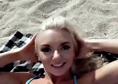 Spectacular blonde babe Molly Mae gets fucked on a beach