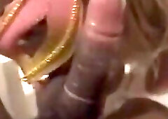 Trans babe gets her big ass drilled doggy style POV