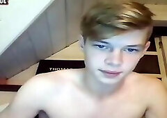 Beautiful blond whit big dick on webcam jerks and cumshots