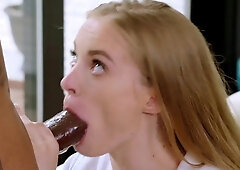 All-natural babe Lana Sharapova gets fucked in standing position after sucking BBC