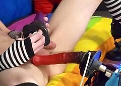 Femboyserket spreads his bussy with a big unicorn horn for some wild fun